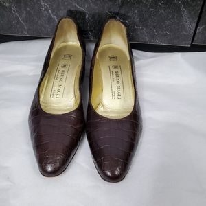 Bruno Magli Pump 8.5 AA Brown Leather Block Shoes